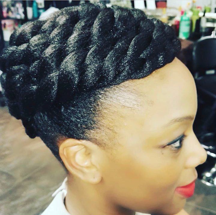 Flat twist updo on natural hair