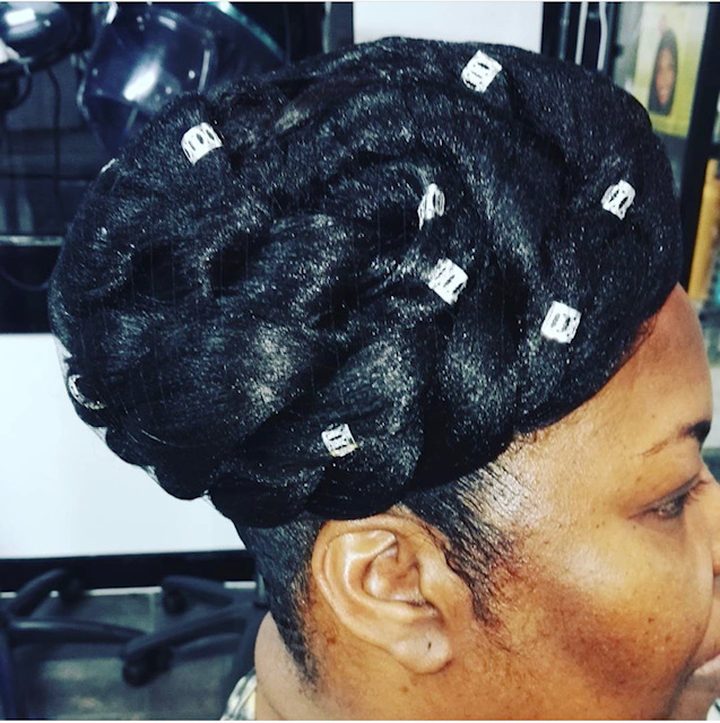 Braided updo with hair cuffs